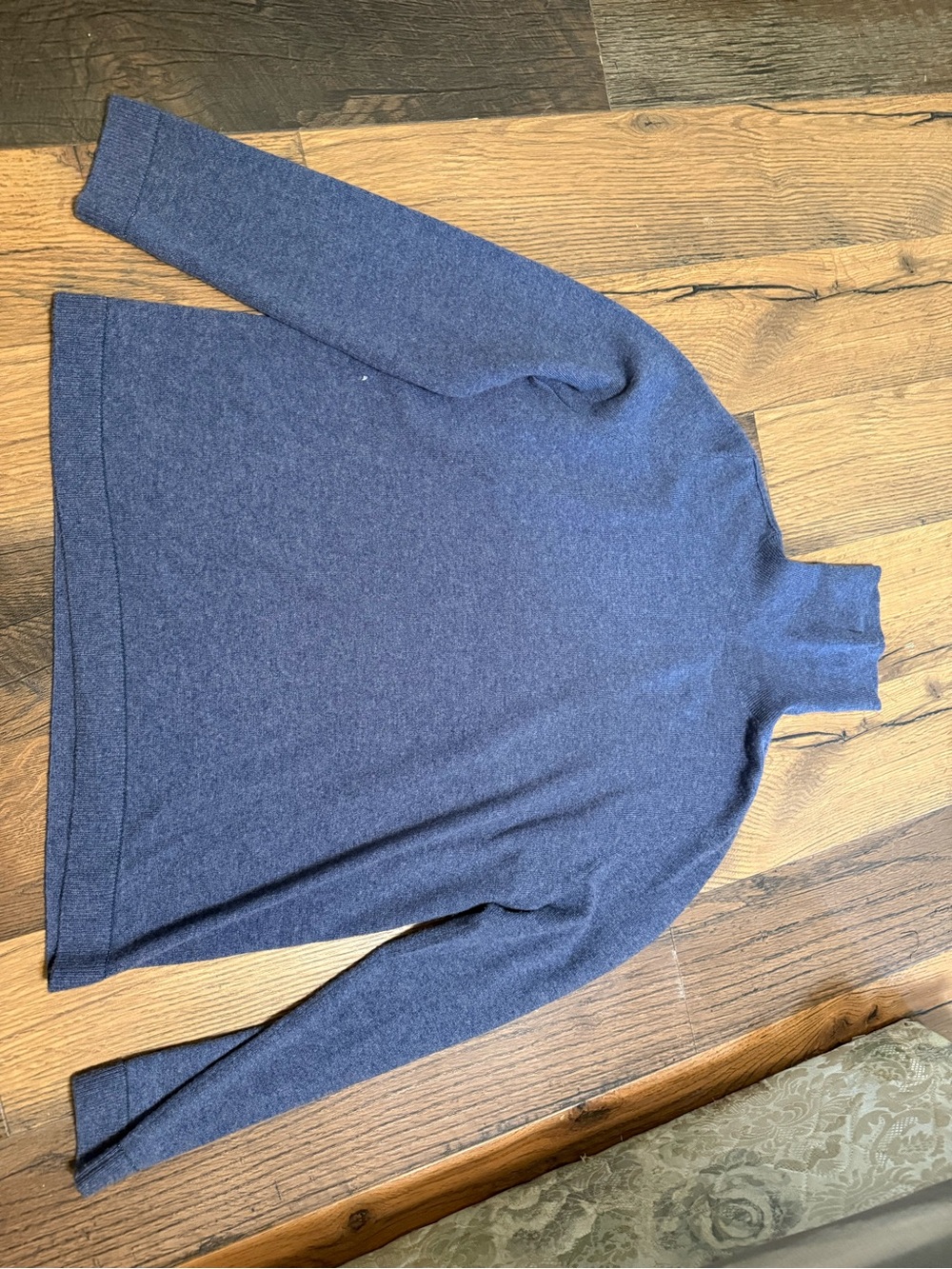 Lafayette 148 New York Heathered Slate Blue Turtleneck Sweater